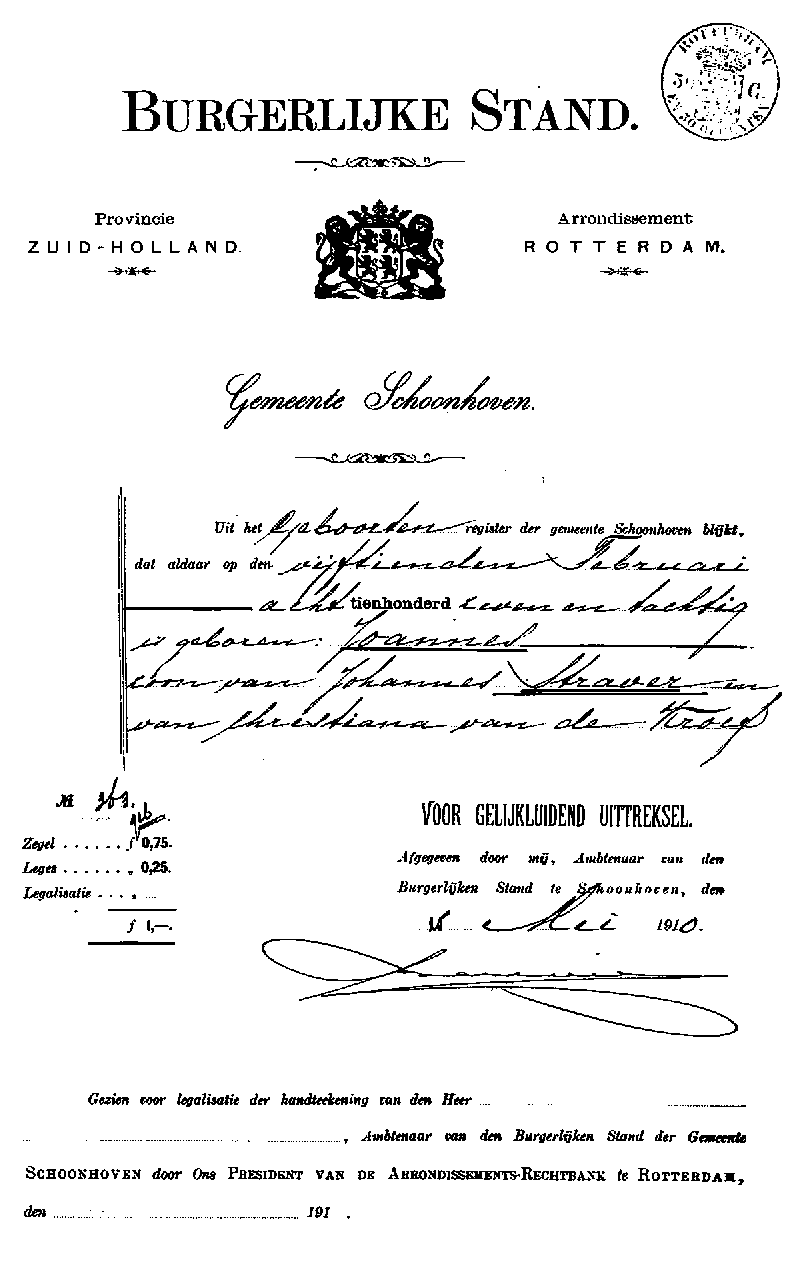 19100525 extr gebreg Joannes zv J Straver - C vd Kroef